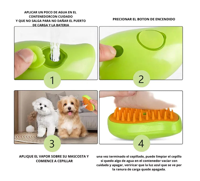 Cepillo De Vapor Peine Para Gatos Perros Spray Masajeador